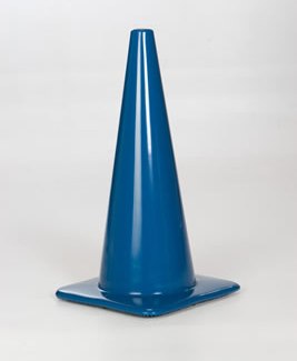 18 inch Blue PVC Traffic Cones, Case of 20, $9.53 ea