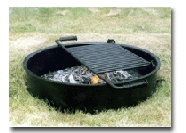 Commercial Park Campfire Ring w/Cooking Grate, 24 diam x 7 H, Staple