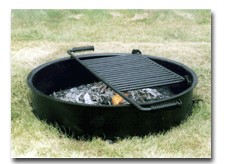 Commercial Park Campfire Ring with Grate, 30 diam x 11.25 H, Staple