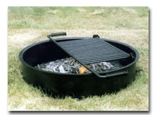 Commercial Park Campfire Ring w/Cooking Grate, 30 diam x 9 H, Staple