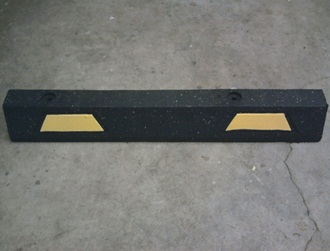 3 ft Rubber Garage Parking Stop with Yellow Stripes