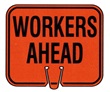 Workers Ahead Temporary Cone Sign - Click for more details.