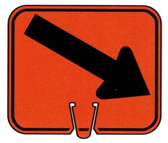 Right Diagonal Pointing Arrow Cone Sign