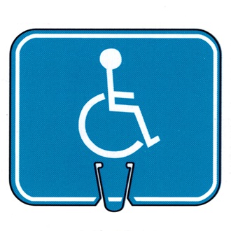 Handicap Symbol Portable Cone Sign, Temporary Signage