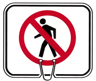 No Pedestrians Symbol Cone Sign