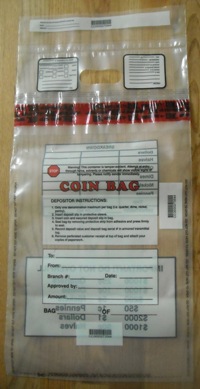 12x20 Federal Reserve Approved Clear Plastic Deposit Coin Bags, 100