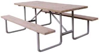 Outdoor Picnic Table, 6 ft, Treated Pine, Galvanized Frame