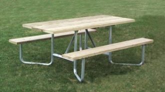 Outdoor Picnic Table, 8 ft, Treated Pine, Universal Access Galv Frame