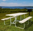 Park Outdoor Picnic Table, Recycled Plastic, 8', Heavy Duty Galv Frame