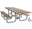 ADA Picnic Table, Plastic 8 ft, 6 ft benches, Heavy Duty Galv Frame