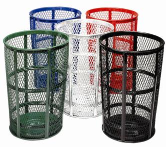 Expanded Metal Outdoor Park Trash Receptacle, 48 gal