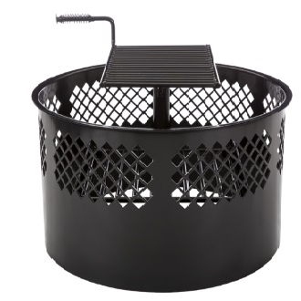 Scenic Fire Ring with Swivel Cooking Grate and Log Grate, 30 in diam