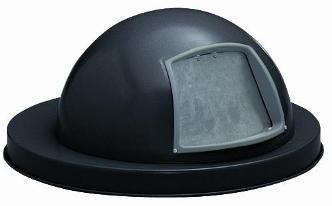 Black Dome Lid for Expanded Metal Outdoor Trash Receptacle