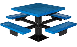 48 Inch Square Top Pedestal Table, Pad Mounted